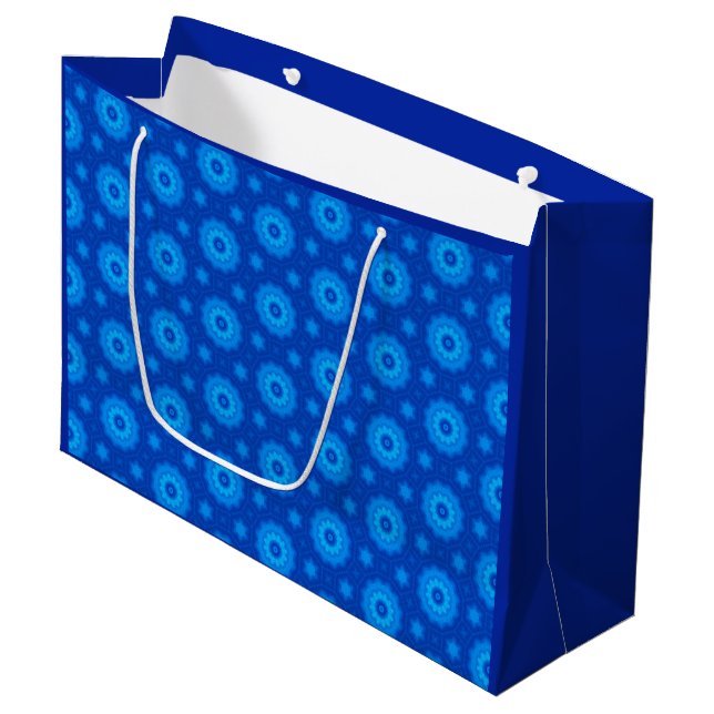 Royal Blue Star Pattern Large Gift Bag (Front Angled)