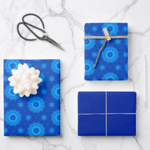 Royal Blue Star Pattern Wrapping Paper Sheets
