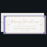 Royal Blue Stripe Christmas Gift Voucher Card<br><div class="desc">This Christmas gift voucher design features a stripe design. The "Merry Christmas" heading is an image that cannot be edited. All of the other text is fully editable. For more advanced customisation of this design,  simply select the "Customise It" button above.</div>