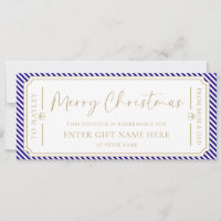 Royal Blue Stripe Christmas Gift Voucher Card