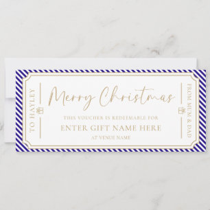 Royal Blue Stripe Christmas Gift Voucher Card