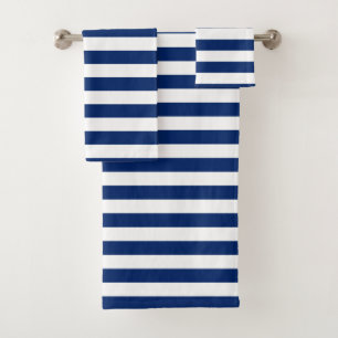 Royal Blue Striped Bath Towel Set
