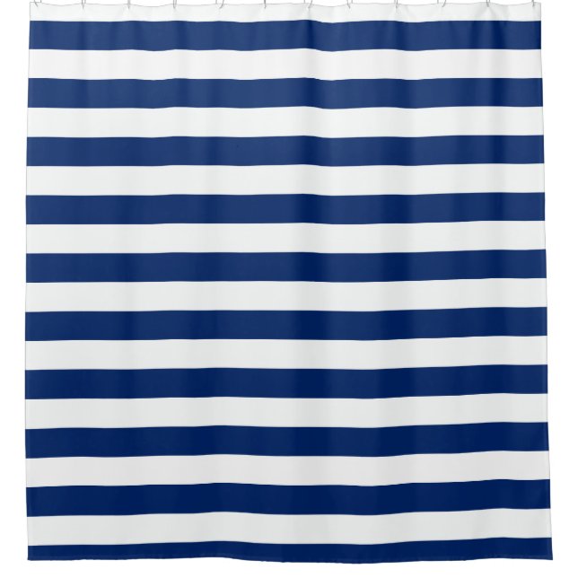 Royal Blue Striped  Shower Curtain (Front)