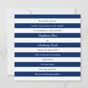 Royal Blue Striped Wedding Invitation
