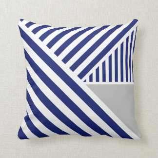 Royal Blue Stripes and Gray Cushion