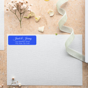 Royal Blue Stylised Names Wedding Address Return Address Label