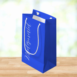 Royal Blue Stylised Script Wedding Bridesmaid Small Gift Bag