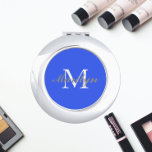 Royal Blue Stylised Wedding Bridesmaid Monogram Compact Mirror<br><div class="desc">A personalised compact mirror for your wedding bridesmaid or maid of honour that has her initial and name stylised on a trendy,  royal blue colour background. Edit to replace initial and name. Select your compact mirror style. Available in many,  popular bridesmaid wedding colour schemes.</div>
