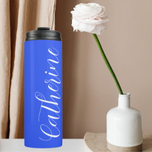 Royal Blue Stylised Wedding Bridesmaid Name Thermal Tumbler