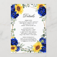 Royal Blue Sunflower Geometric Wedding Details En