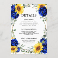 Royal Blue Sunflower Geometric Wedding Details 