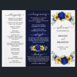 Royal Blue Sunflower Wedding Tri-fold Program card<br><div class="desc">Elegant and modern rustic country wedding tri fold program card features bright yellow sunflower, Royal blue peonies , baby’s breath, gypsophila floral frame / wreath with eucalyptus leaves. Please find more matching designs and variations from my "blissweddingpaperie" store. And feel free to contact me for further customisation or matching items....</div>