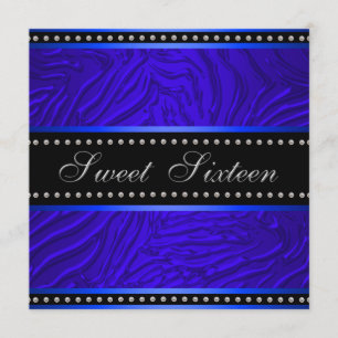 Royal Blue Sweet 16 Birthday Party Invitation