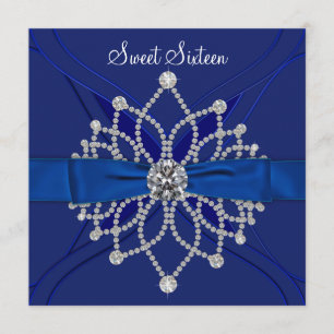 Royal Blue Sweet Sixteen Birthday Party Invitation