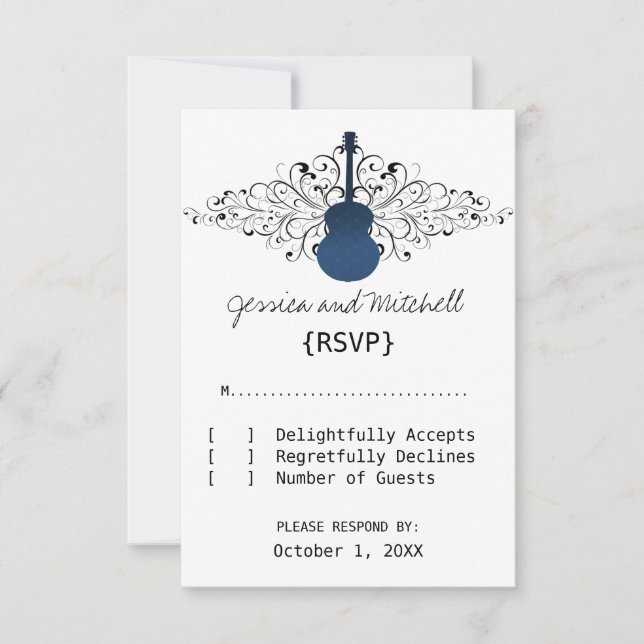 Royal Blue Swirls Guitar Response Card (Front)