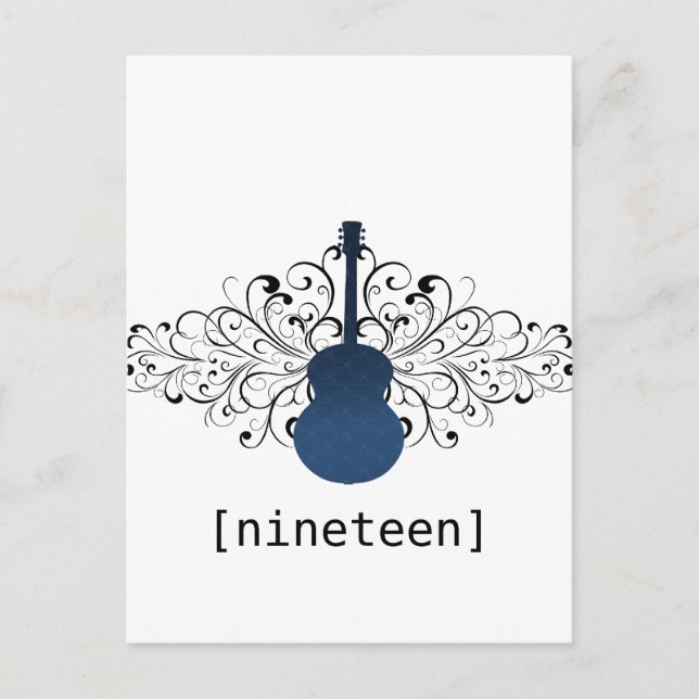 Royal Blue Swirls Guitar Table Postcard (Front)