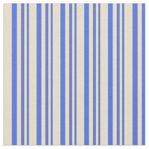 Royal Blue & Tan Coloured Lined/Striped Pattern Fabric
