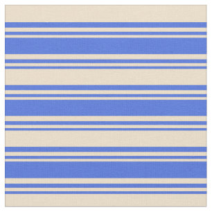 Royal Blue & Tan Striped Pattern Fabric