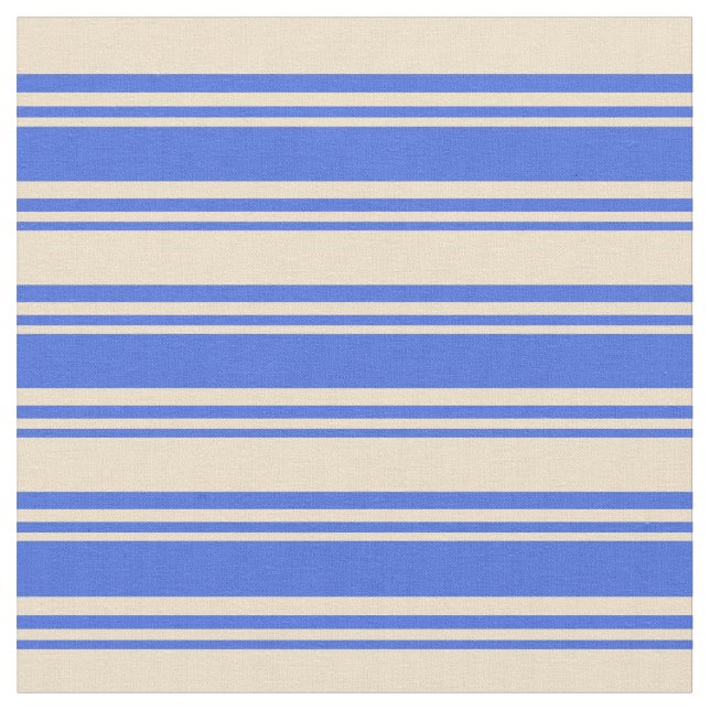Royal Blue & Tan Striped Pattern Fabric (Close Up)