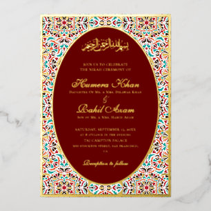 Royal Blue Teal Ivory Floral Motif Muslim Wedding