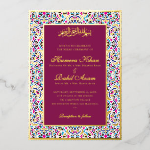 Royal Blue Teal Ivory Floral Motif Muslim Wedding