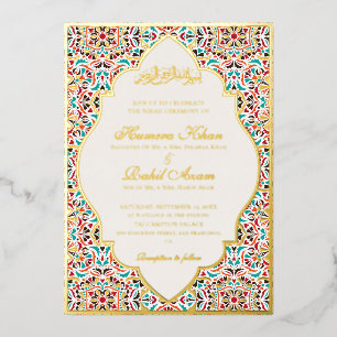 Royal Blue Teal Ivory Floral Motif Muslim Wedding