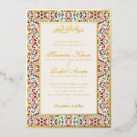 Royal Blue Teal Ivory Floral Motif Muslim Wedding