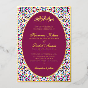 Royal Blue Teal Ivory Floral Motif Muslim Wedding