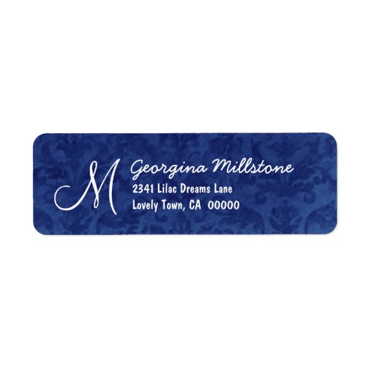 ROYAL BLUE Textured Monogram M Address Label