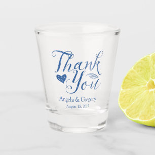 Royal Blue Thank You Wedding Favour Shot Glass