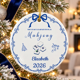 Royal Blue The Year I Learned To Play Mahjong Ceramic Ornament