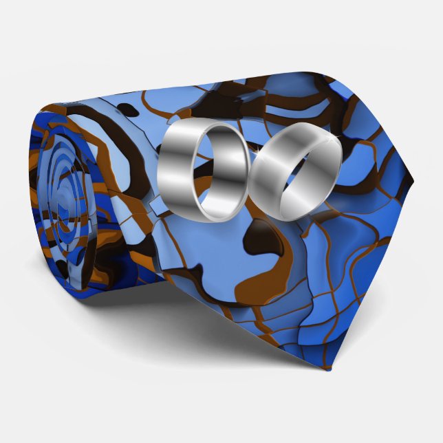 Royal Blue Theme Contemporary Modern Abstract Tie (Rolled)