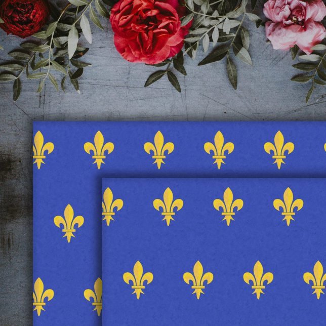 Royal Blue Tissue Paper with gold Fleur de Lis (Gold Fleur de Lis Royal Blue Tissue Paper)