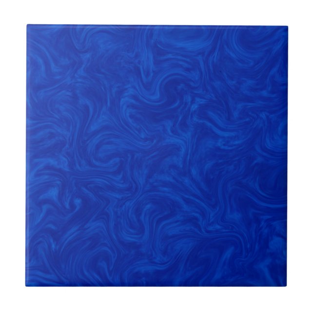 Royal Blue Tonal Abstract Swirled Background Ceramic Tile (Front)