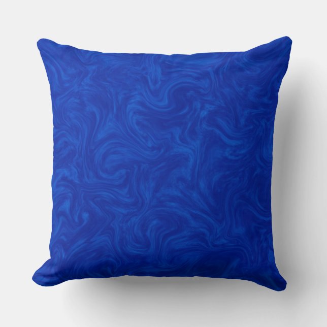 Royal Blue Tonal Abstract Swirled Background Cushion (Front)
