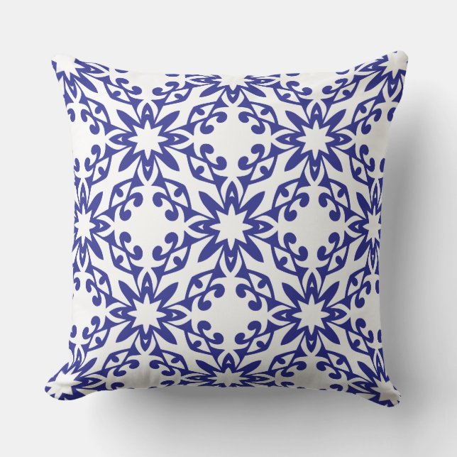 Royal Blue Trellis Cushion (Front)