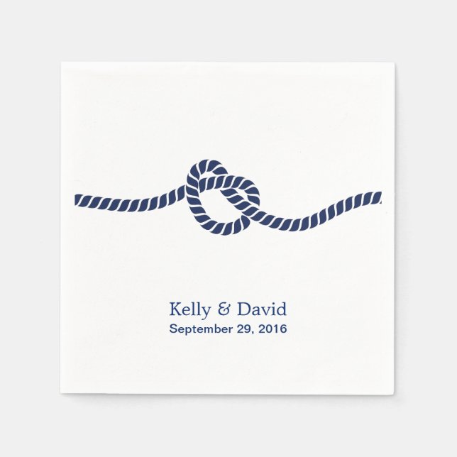 Royal Blue Tying the Knot Wedding Napkin (Front)