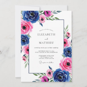 Royal Blue Vibrant Romantic Wedding Invitation