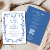 Royal Blue Victorian All in One QR Code Wedding