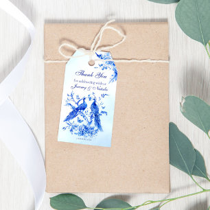 Royal blue victorian peacock watercolor wedding gift tags