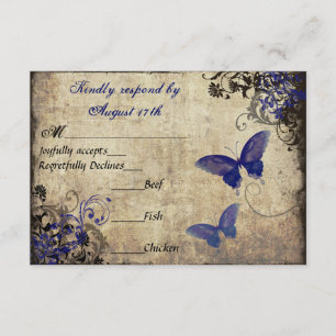 Royal Blue Vintage Butterfly RSVP