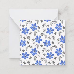 Royal Blue Watercolor Botanical Pattern Card