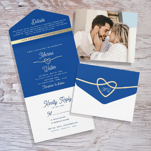 Royal Blue Wedding All In One Invitation