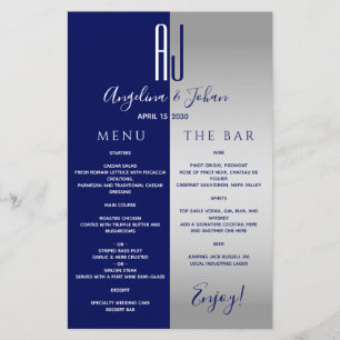 Royal Blue Wedding Bar Menu