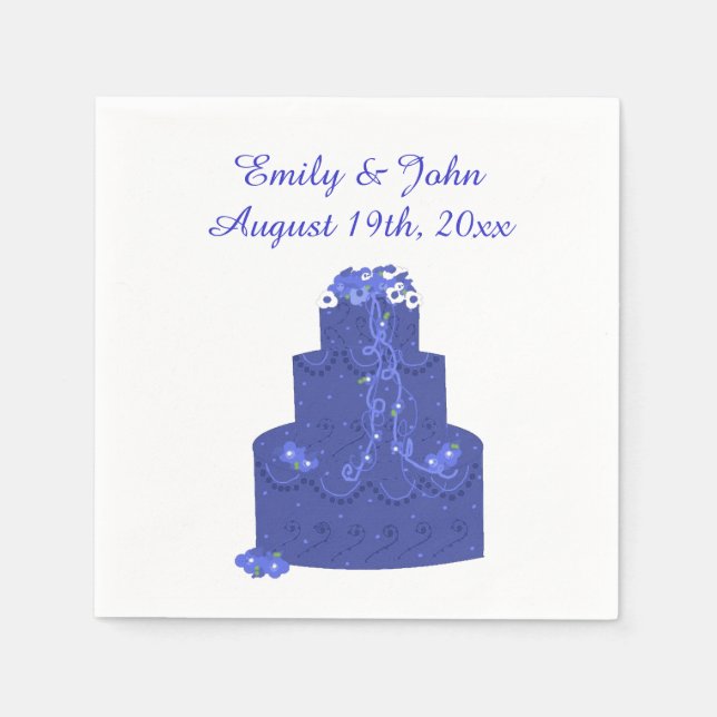 Royal Blue Wedding Cake Napkin (Front)