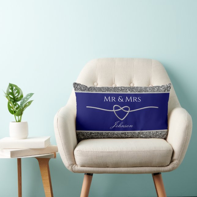 Royal Blue Wedding Favour Lumbar Cushion (Chair)