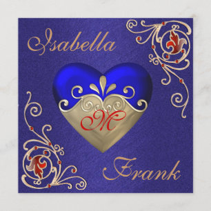 ROYAL BLUE Wedding Invitation with Gorgeous Heart