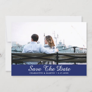 Royal Blue Wedding Photo Save The Date Cards