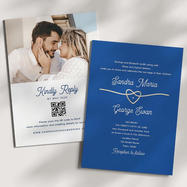 Royal Blue Wedding QR Code Invitation (Creator Uploaded)