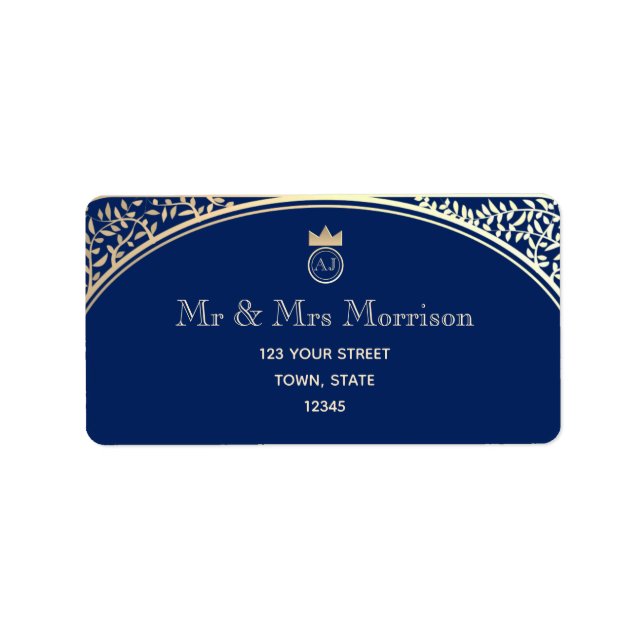 Royal Blue Wedding Return Address Label (Front)
